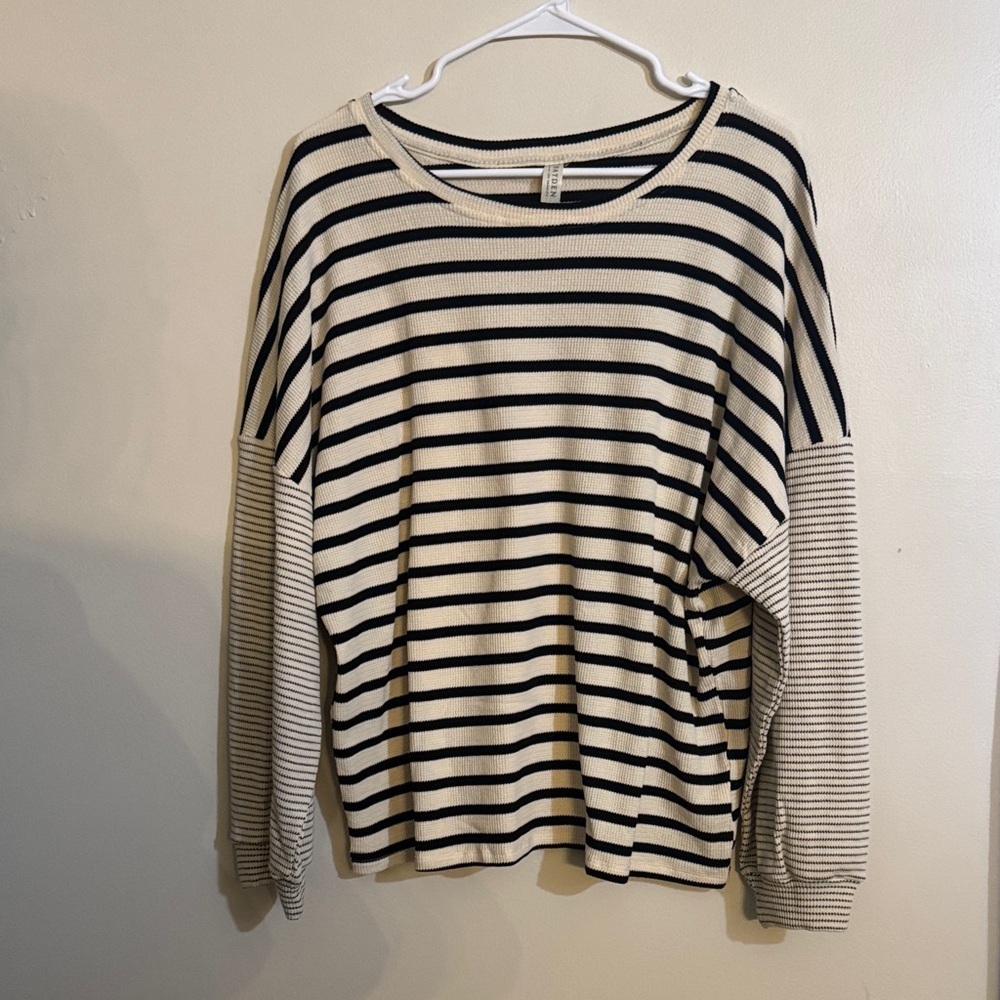 Hayden Black and Cream Striped Top